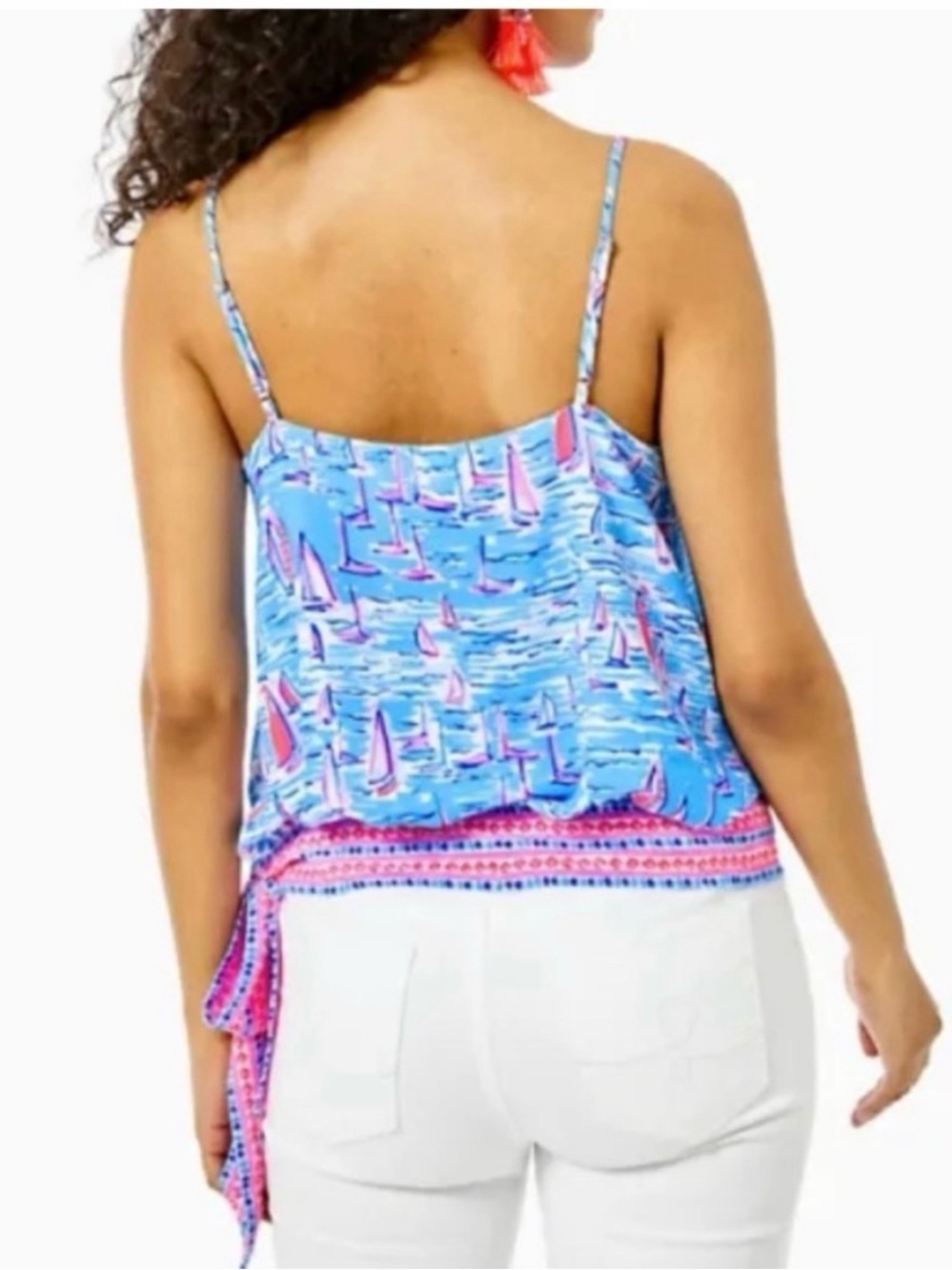Lilly Pulitzer Blue & Pink Sailboat Tie-Side Tank - Picture 2 of 5